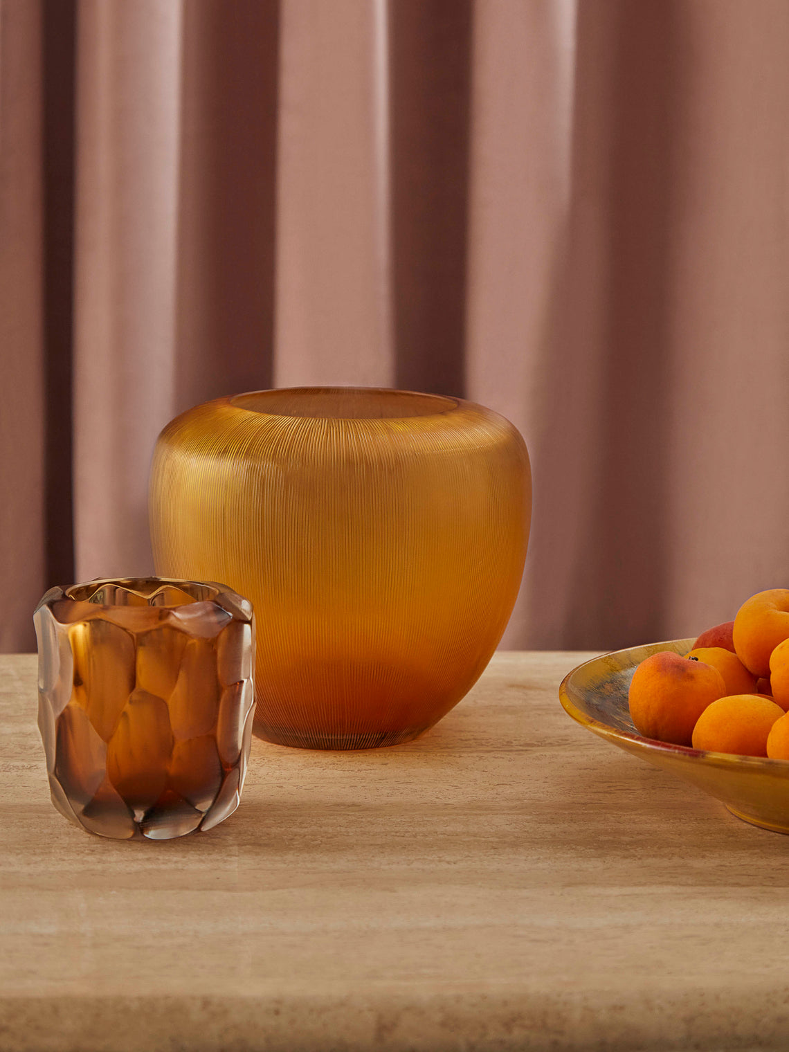 Micheluzzi Glass - Rullo Miele Hand-Blown Murano Glass Vase - Yellow - ABASK