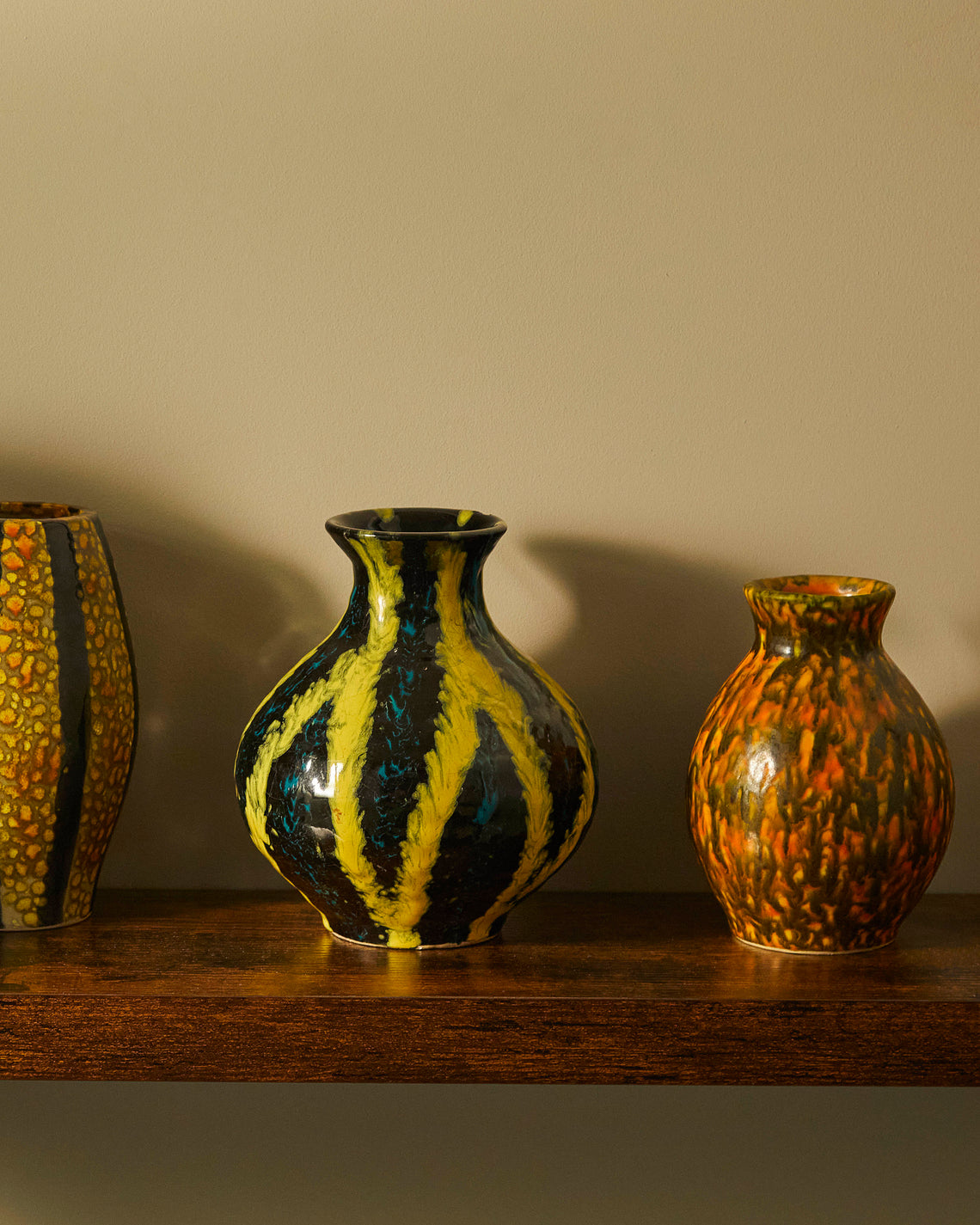 Antique and Vintage - 1950s-1970s Fat Lava Ceramic Vase - Orange - ABASK