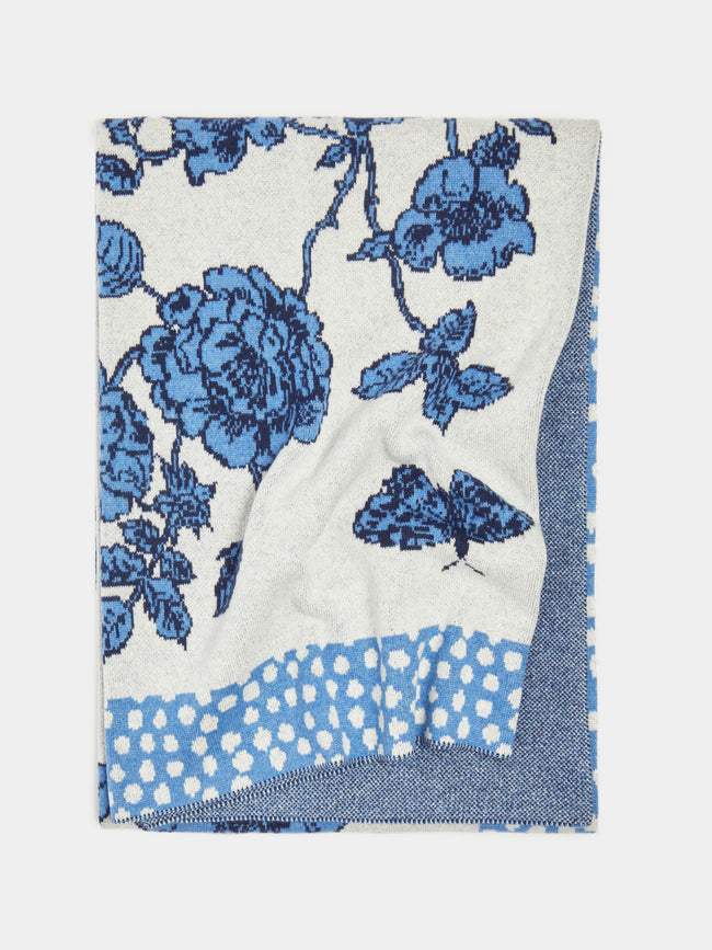 Saved NY - Je Suis Ta Fleur Cashmere Blanket - Blue - ABASK - 