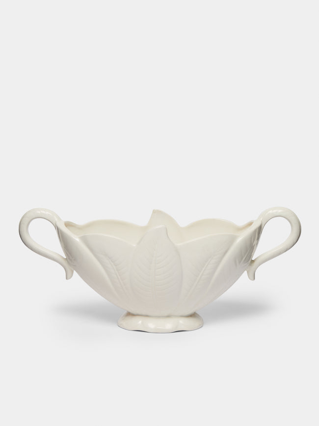 Antique and Vintage - 1930-1940 Leaf Design Mantle Vase - White - ABASK - 