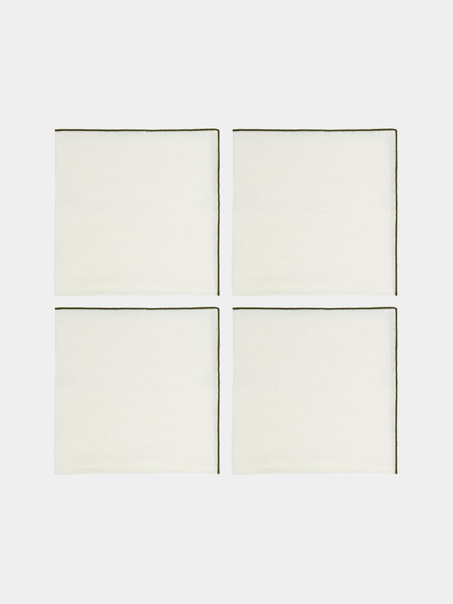 Madre Linen - Hand-Dyed Linen Contrast-Edge Napkins (Set of 4) -  - ABASK