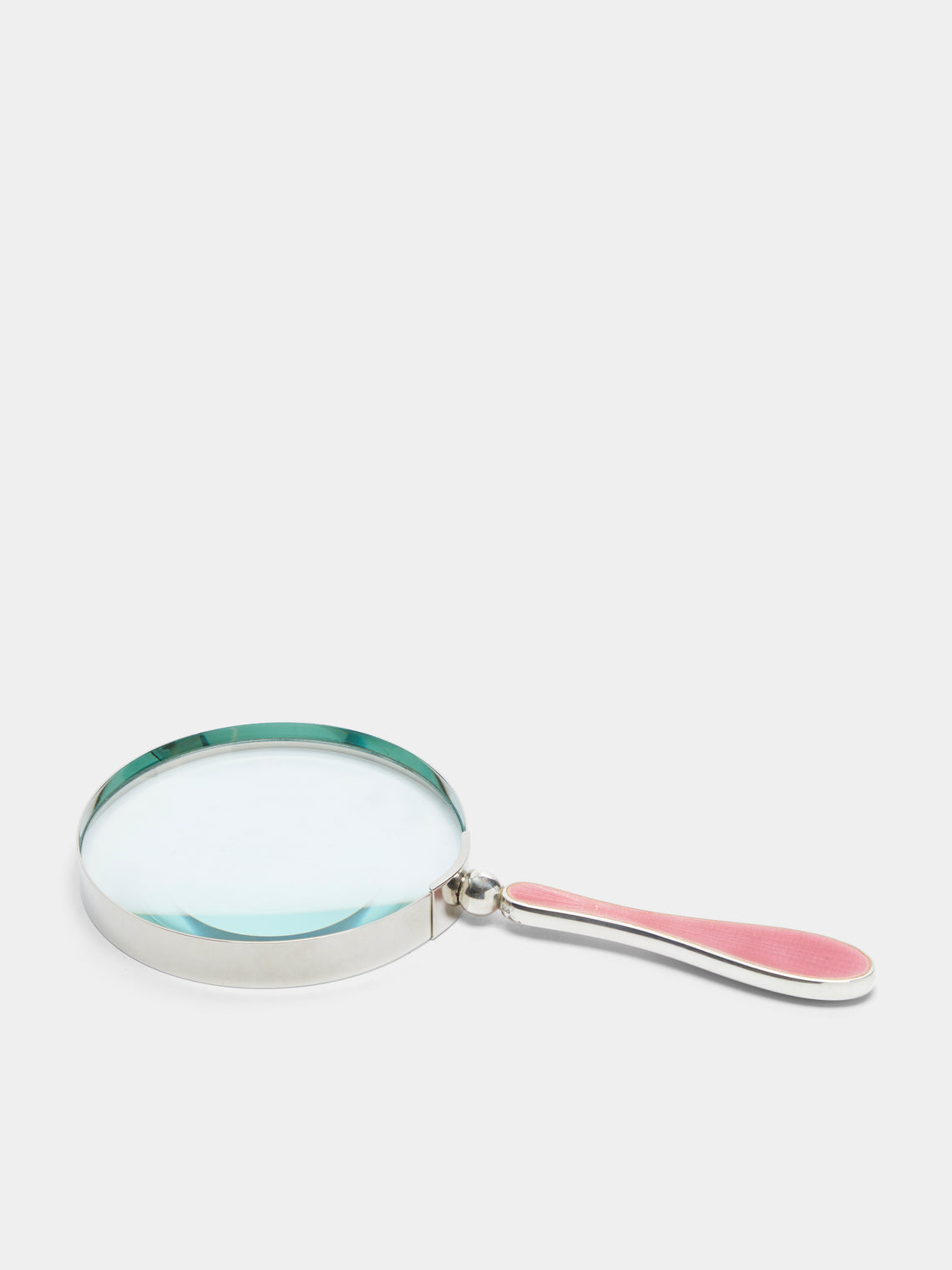 Antique and Vintage - 1920s Sterling Silver Enamel-Mounted Magnifying Glass - Pink - ABASK