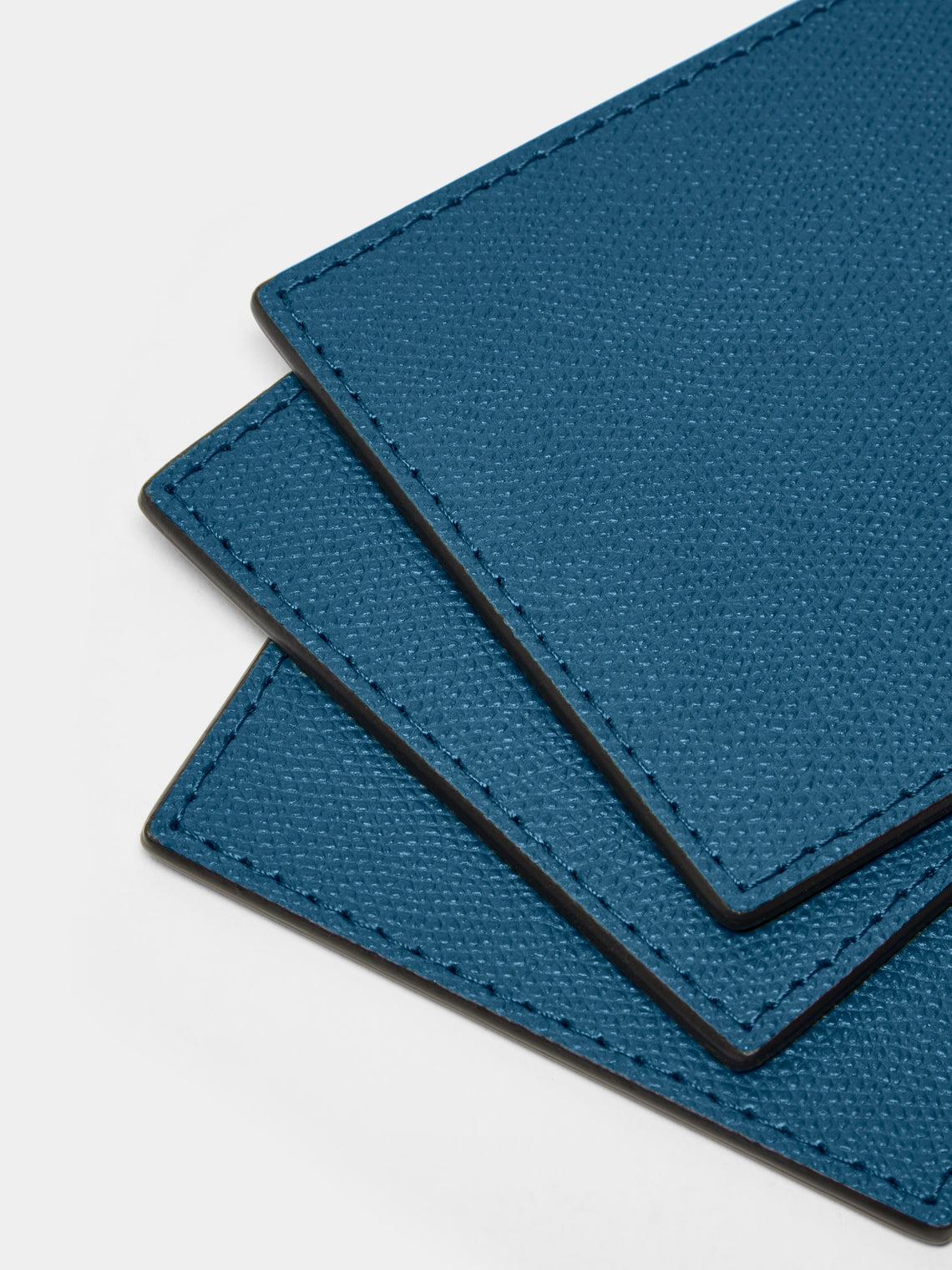 Giobagnara - Tao Leather Square Coasters (Set of 6) - Blue - ABASK