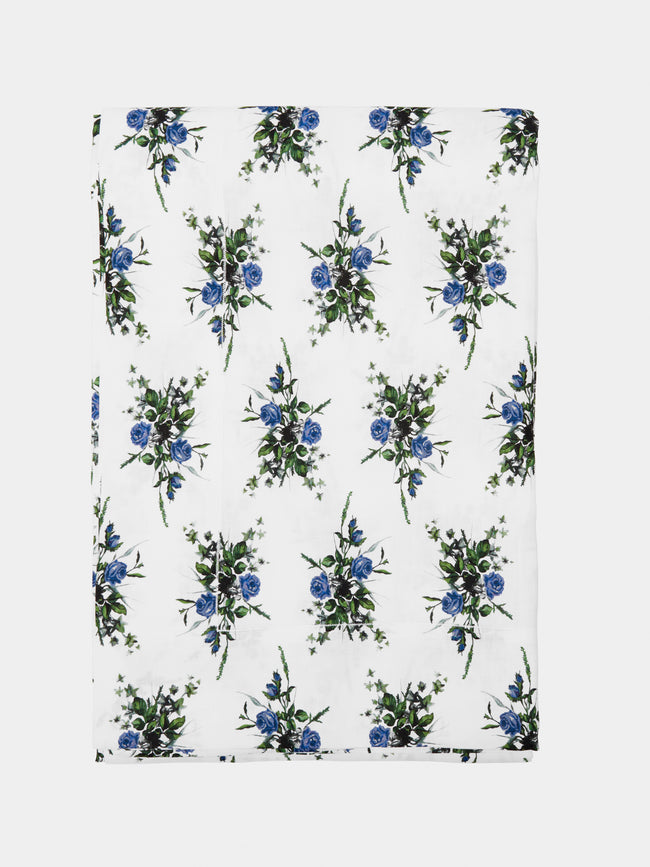 Emilia Wickstead - Linen Floral Rectangular Tablecloth - Light Blue - ABASK - 