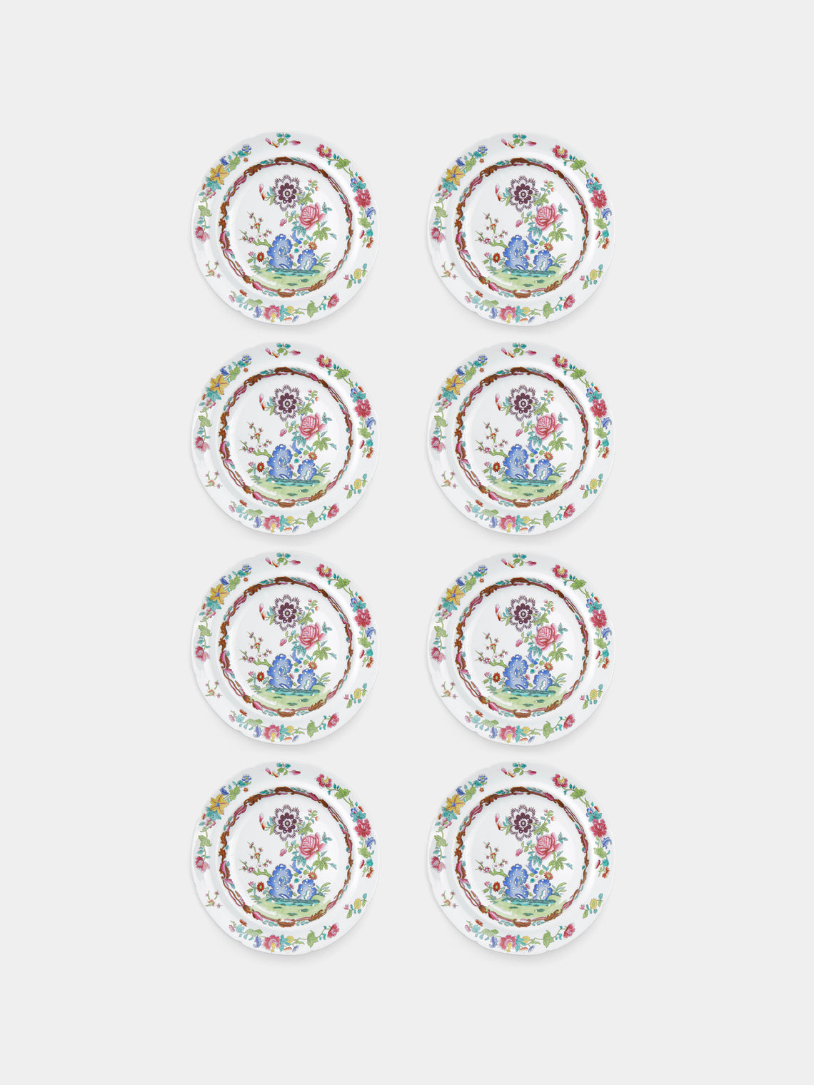 Antique and Vintage - 20th-Century Flower Bone China Plates (Set of 8) - Multiple - ABASK