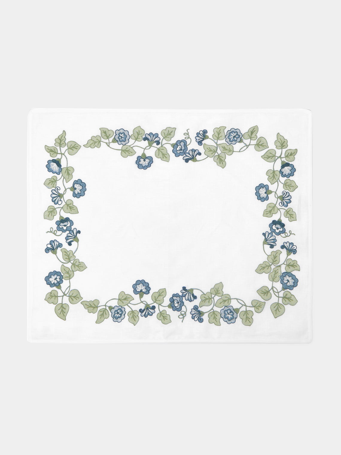 Loretta Caponi - Morning Glory Hand-Embroidered Linen Placemats and Napkins (Set of 2) - White - ABASK