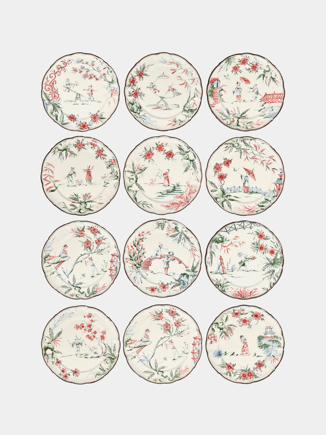 Laboratorio Paravicini - Chinoiserie Ceramic Dinner Plates (Set of 12) -  - ABASK