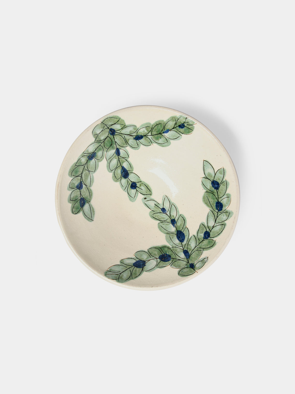 Malaika - Leaves Hand-Painted Ceramic Bowls (Set of 4) - Blue - ABASK