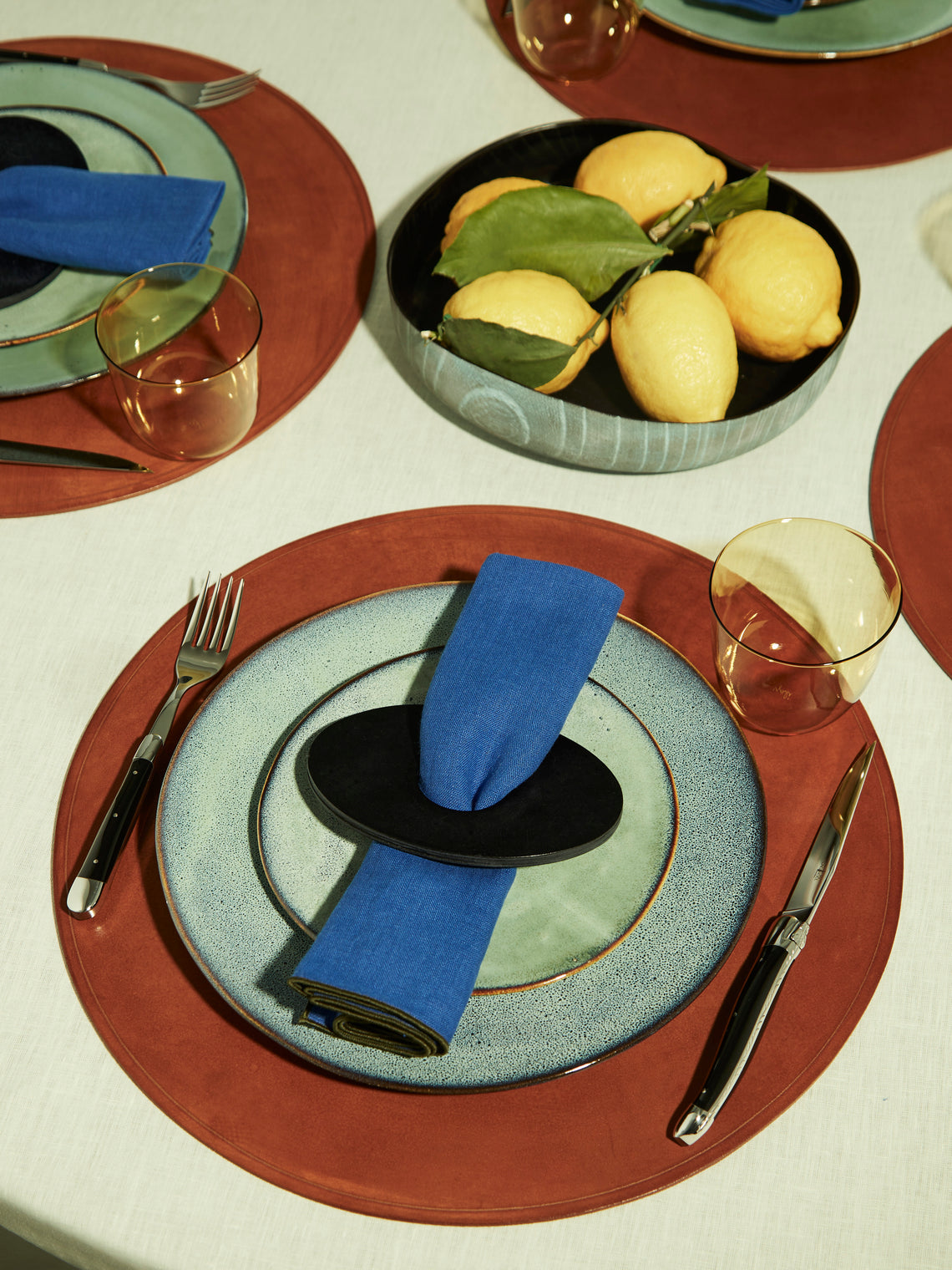 Peter Speliopoulos Projects - Hand-Stained Leather Placemats (Set of 4) -  - ABASK