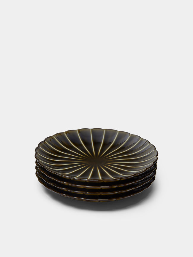 Kaneko Kohyo - Giyaman Urushi Ceramic Side Plates (Set of 4) - Green - ABASK