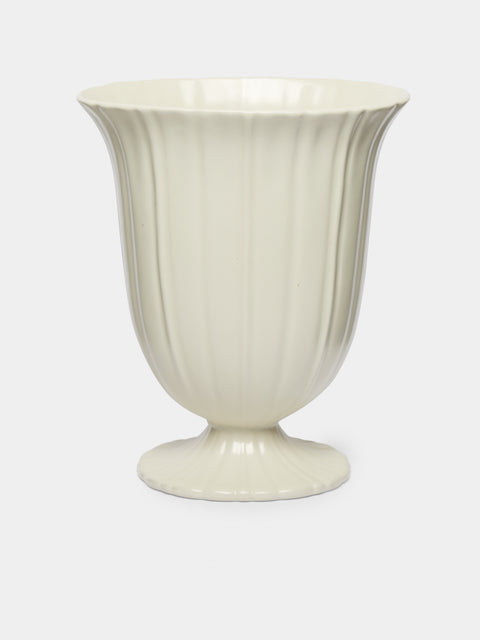 Antique and Vintage - 1930-1940 Tall Ceramic Vase - White - ABASK - 
