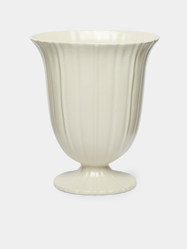 Antique and Vintage - 1930-1940 Tall Ceramic Vase - White - ABASK - 