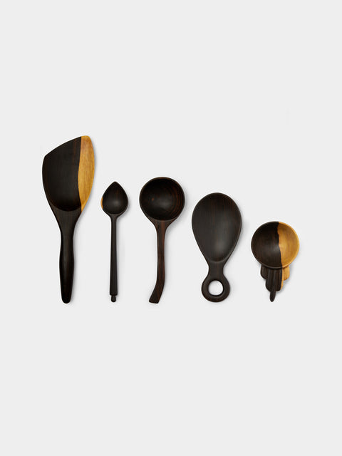 Qäsa Qäsa Carvers - Hand-Carved Blackwood Serving Utensils (Set of 5) -  - ABASK - 