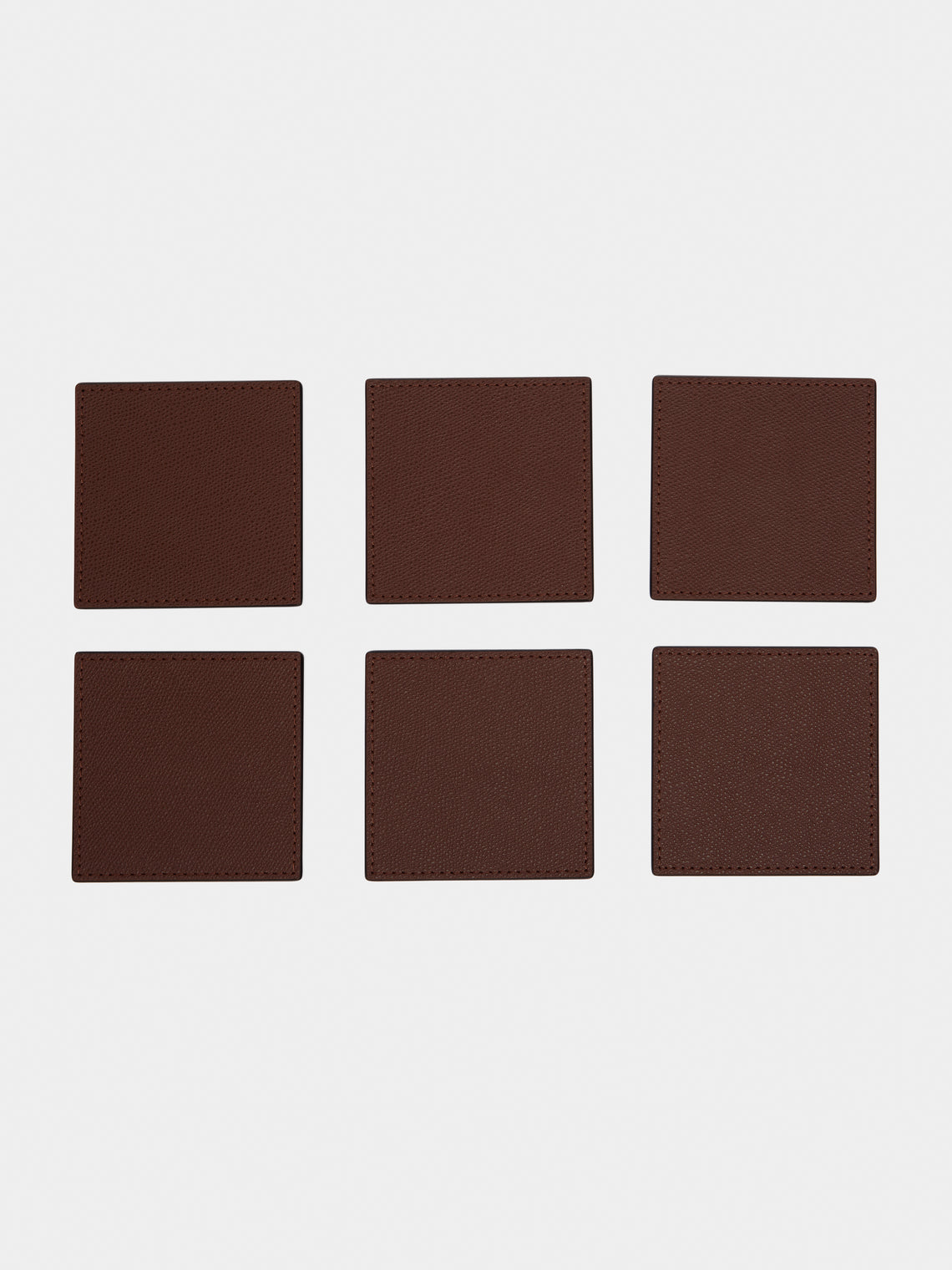 Giobagnara - Tao Leather Square Coasters (Set of 6) - Brown - ABASK