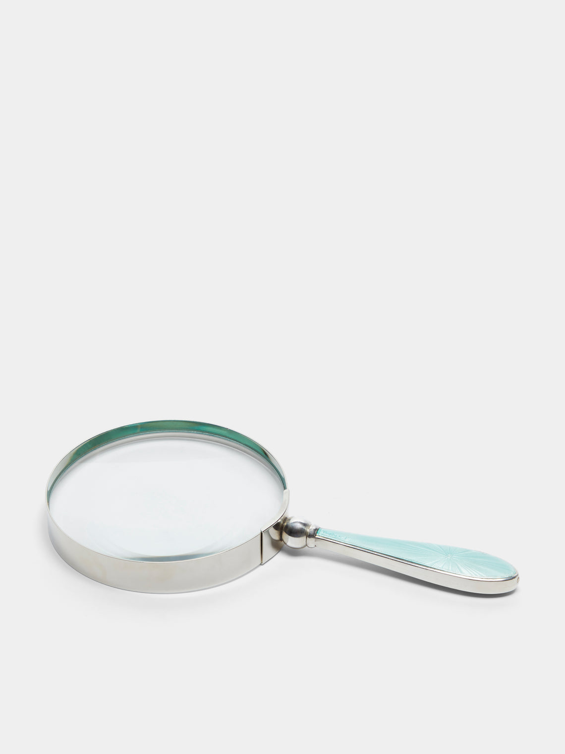 Antique and Vintage - 1920s Sterling Silver Enamel-Mounted Magnifying Glass - Blue - ABASK