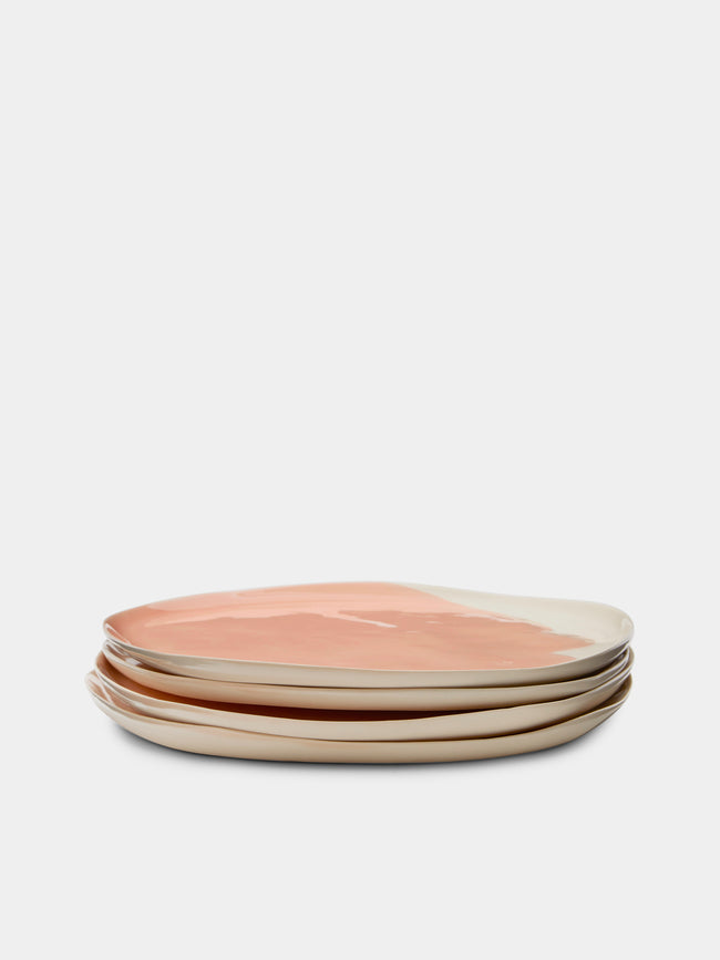 Pottery & Poetry - Hand-Glazed Porcelain Dinner Plates (Set of 4) - Light Pink - ABASK