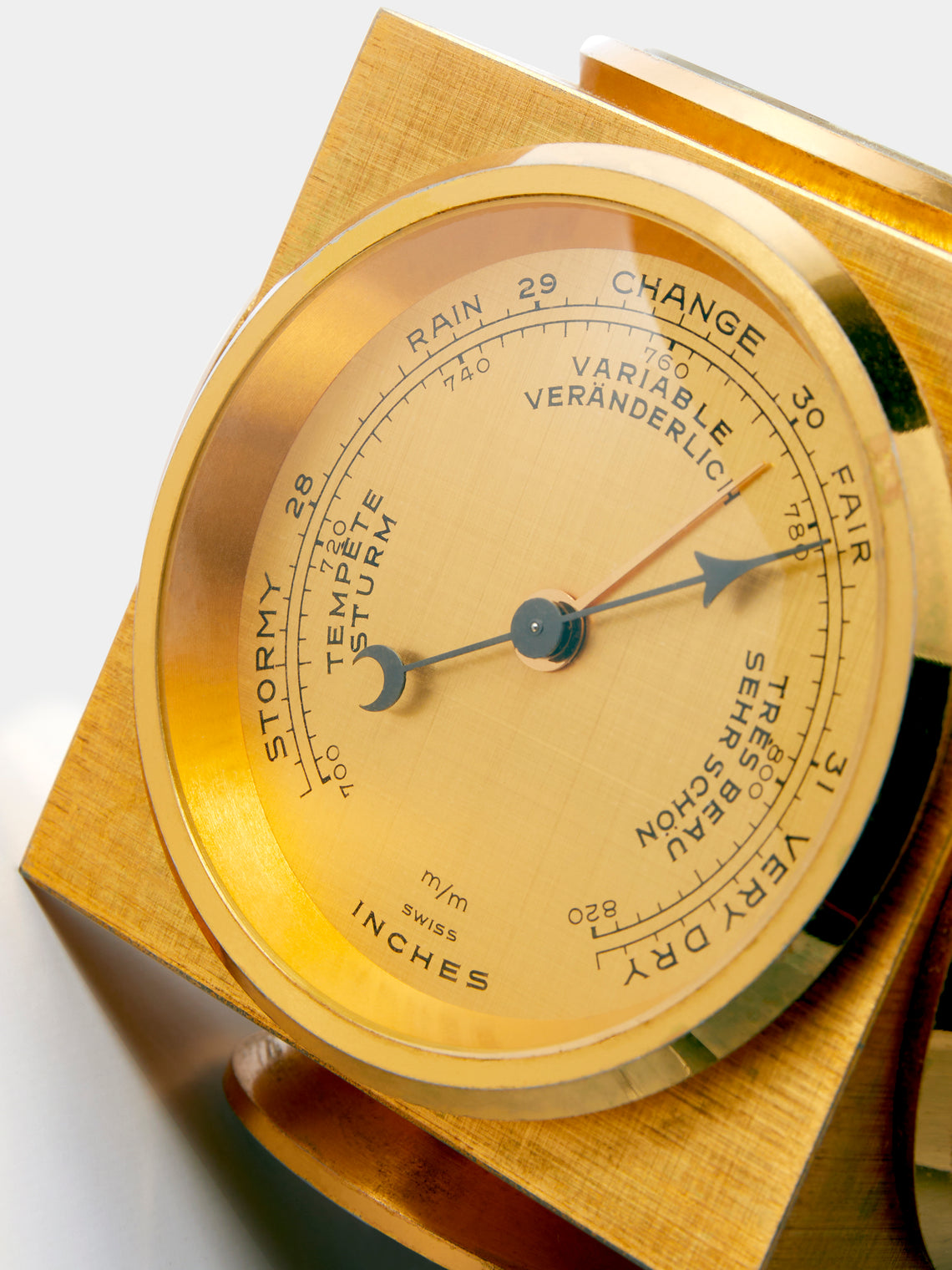 Antique and Vintage - 1960s Guilded Gold Leaf Brass Weather Station - Gold - ABASK