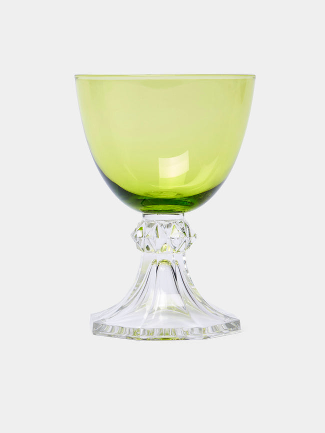 Antique and Vintage - 1930s Val Saint Lambert Crystal Wine Glass (Set of 10) - Green - ABASK - 