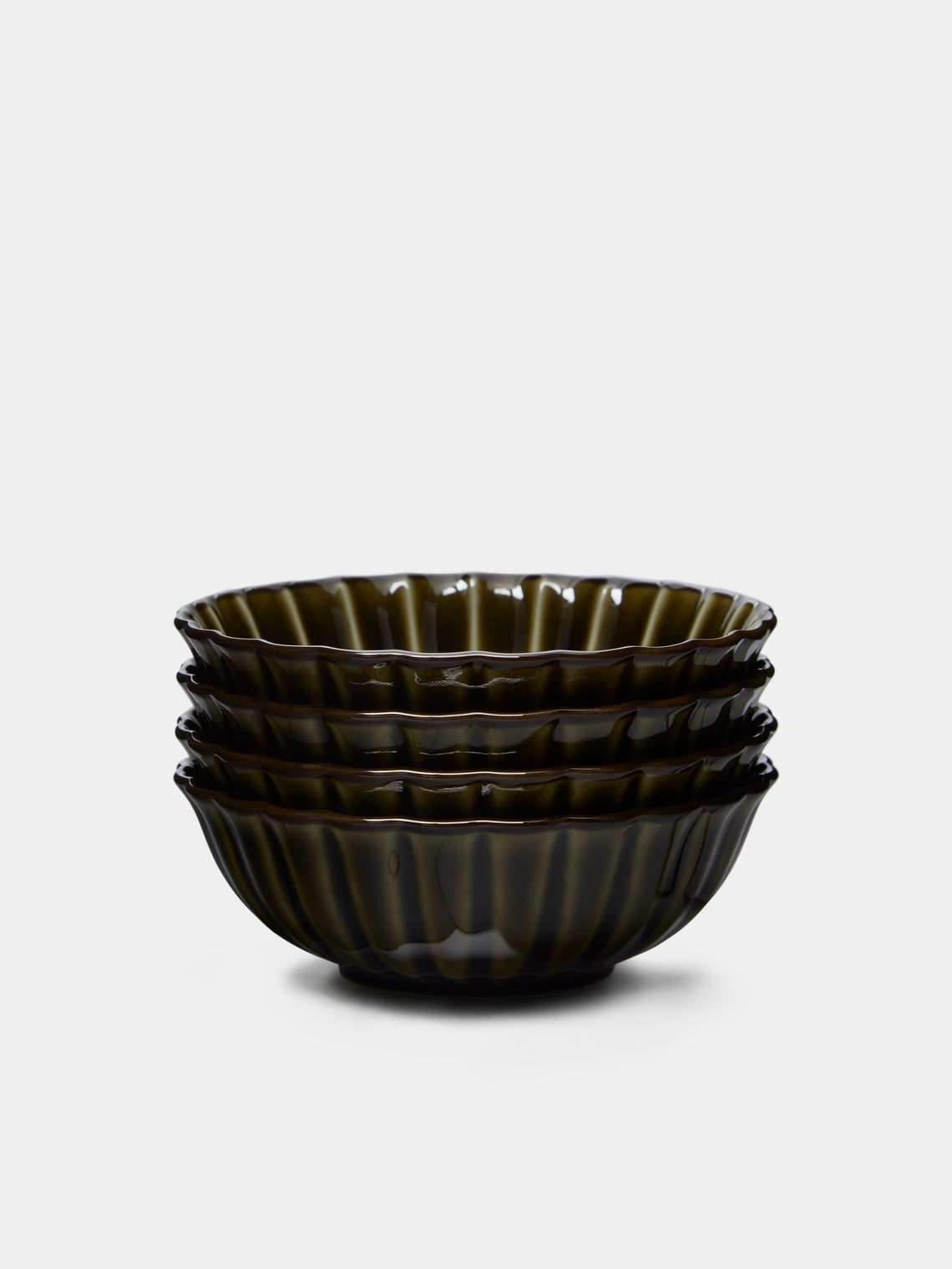 Kaneko Kohyo - Giyaman Urushi Ceramic Shallow Bowls (Set of 4) - Green - ABASK