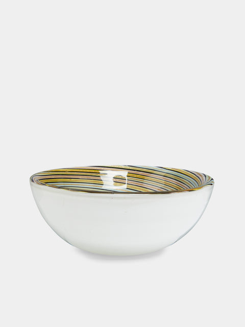 Antique and Vintage - 1960s Cane Murano Glass Bowl - White - ABASK - 