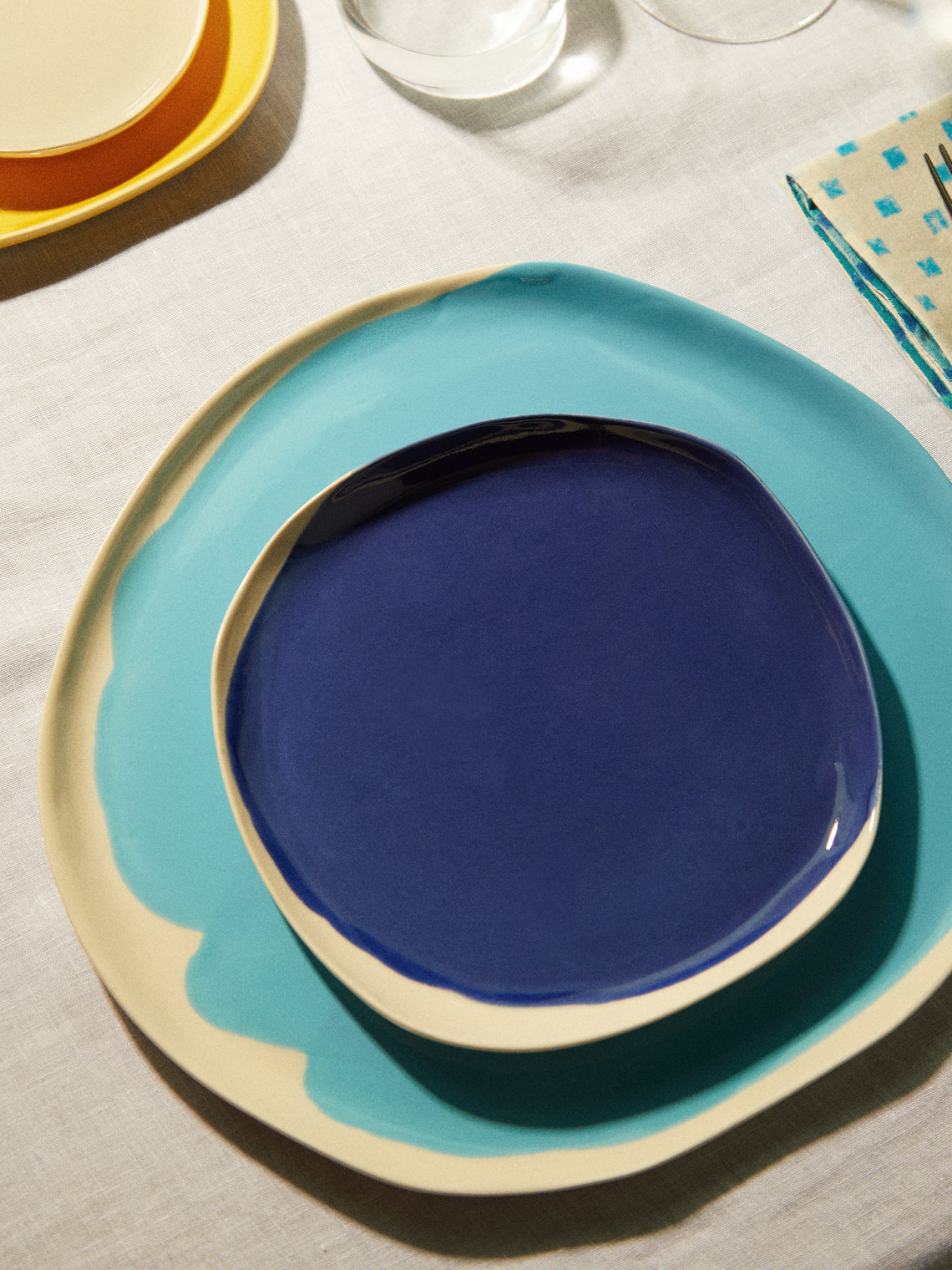Pottery & Poetry - Hand-Glazed Porcelain Side Plates (Set of 4) - Blue - ABASK
