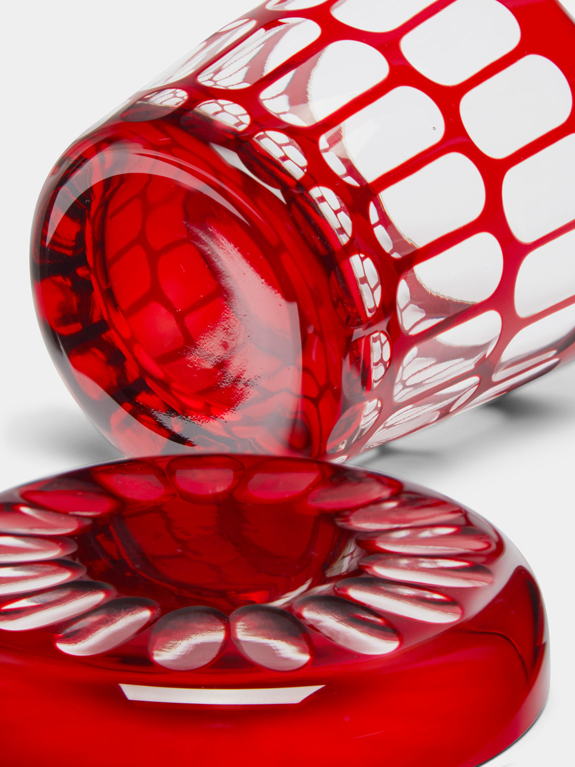 Hirota Glass - Edo Kiroko Hand-Cut Lidded Glass - Red - ABASK