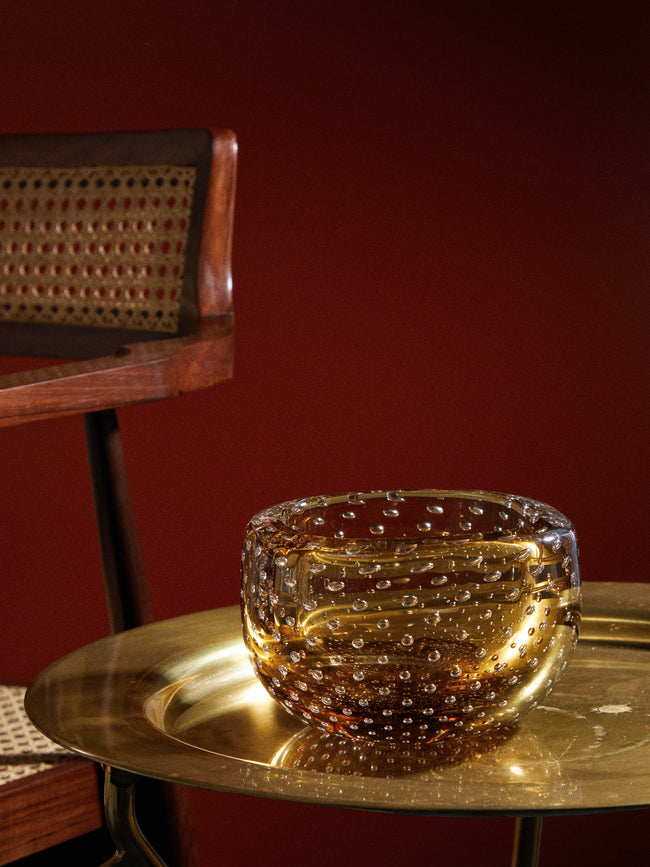 Yali Glass - Vegas Quadrato Hand-Blown Murano Glass Bowl - Brown - ABASK