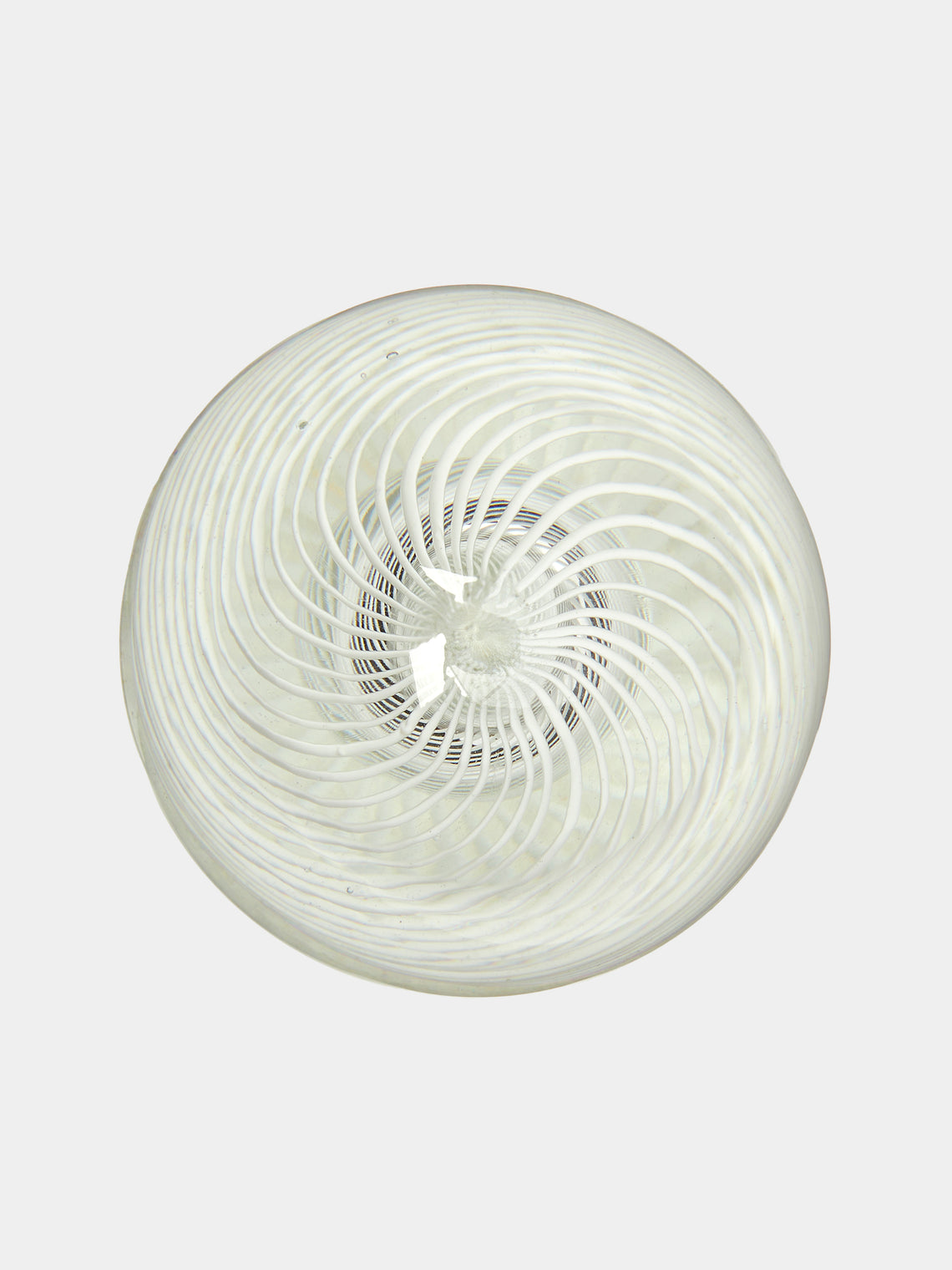 Antique and Vintage - 1970s Filigrana Swirl Murano Paperweight - White - ABASK