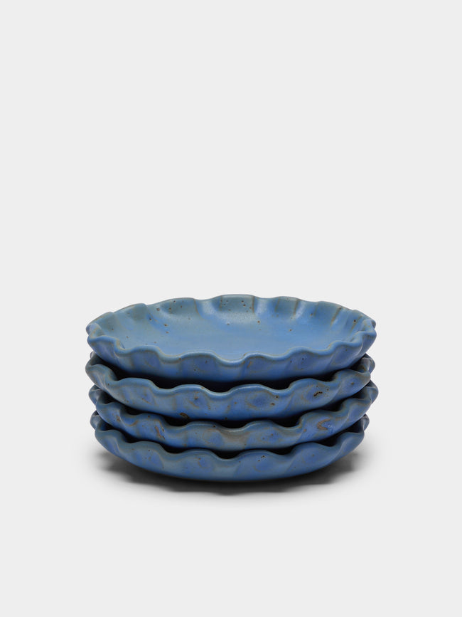 Perla Valtierra - Hand-Glazed Ceramic Lipped Dessert Plates (Set of 4) -  - ABASK