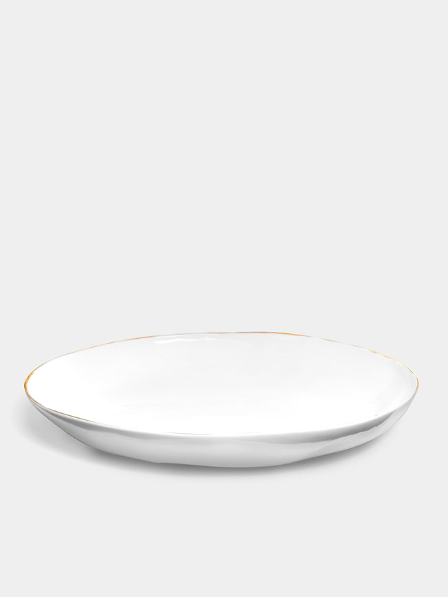 Feldspar - Hand-Painted 24ct Gold and Bone China Shallow Serving Bowl -  - ABASK - 
