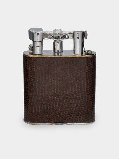 Antique and Vintage - 1960s Dunhill Silver-Plated Jumbo Table Lighter - Brown - ABASK - 