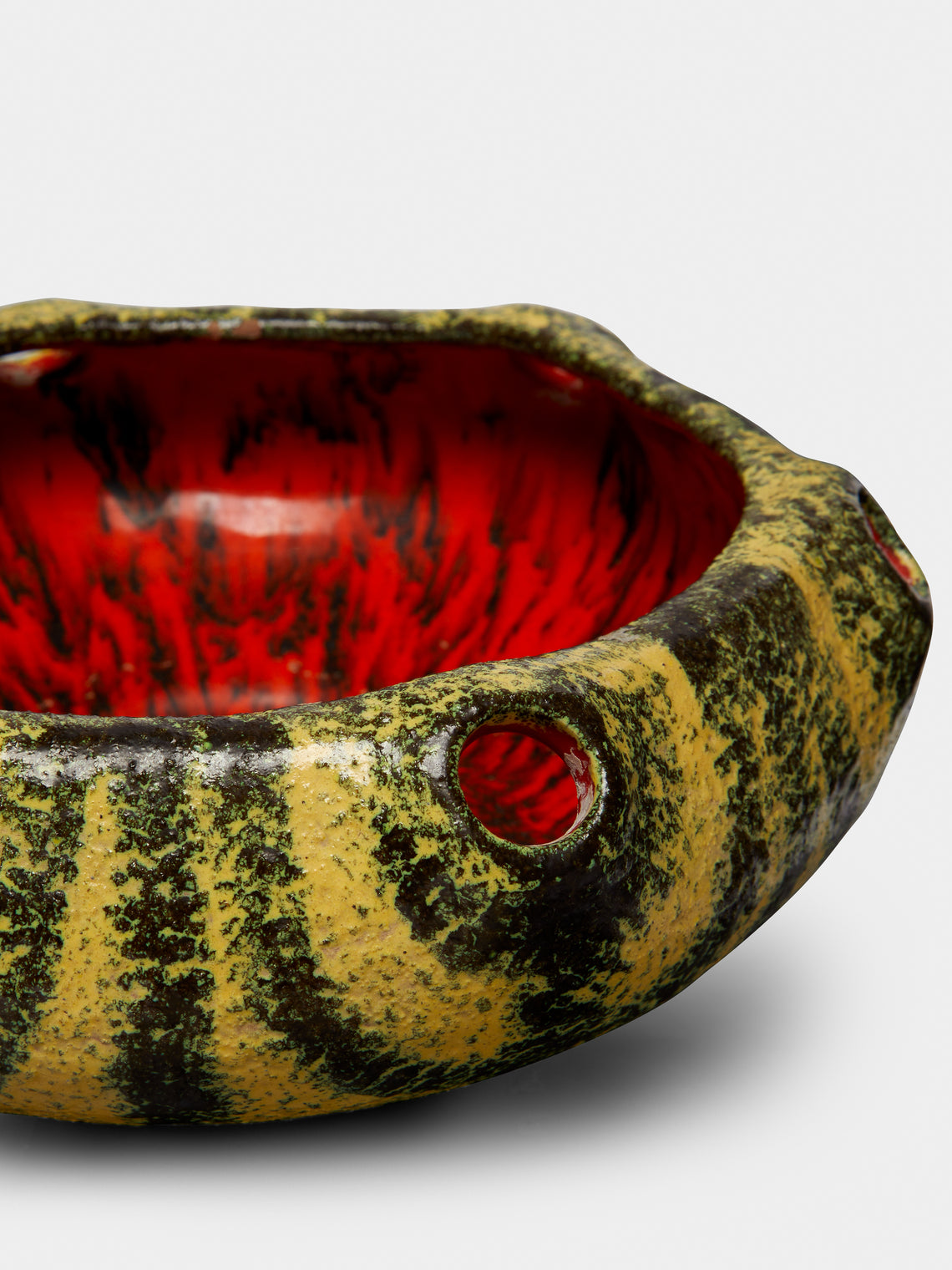 Antique and Vintage - 1950-1970 Fat Lava Ceramic Bowl - Red - ABASK