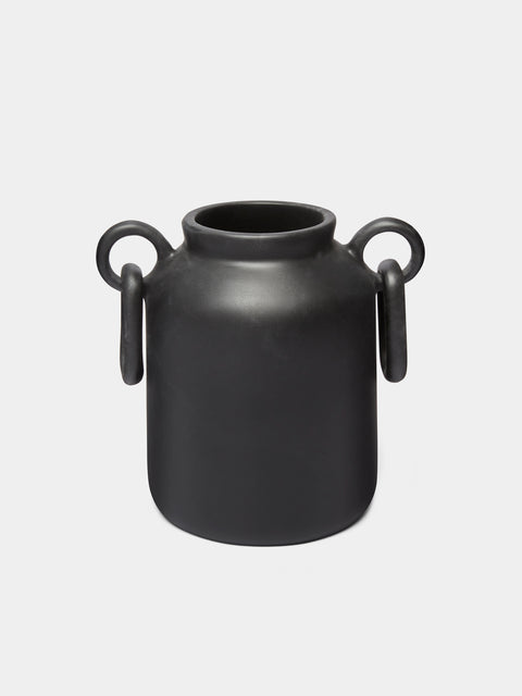 Revolution of Forms - Mitla Resin Low Vase - Black - ABASK - 