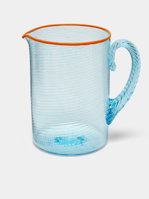 Giberto - Fizzy Hand-Blown Murano Glass Jug - Blue - ABASK - 