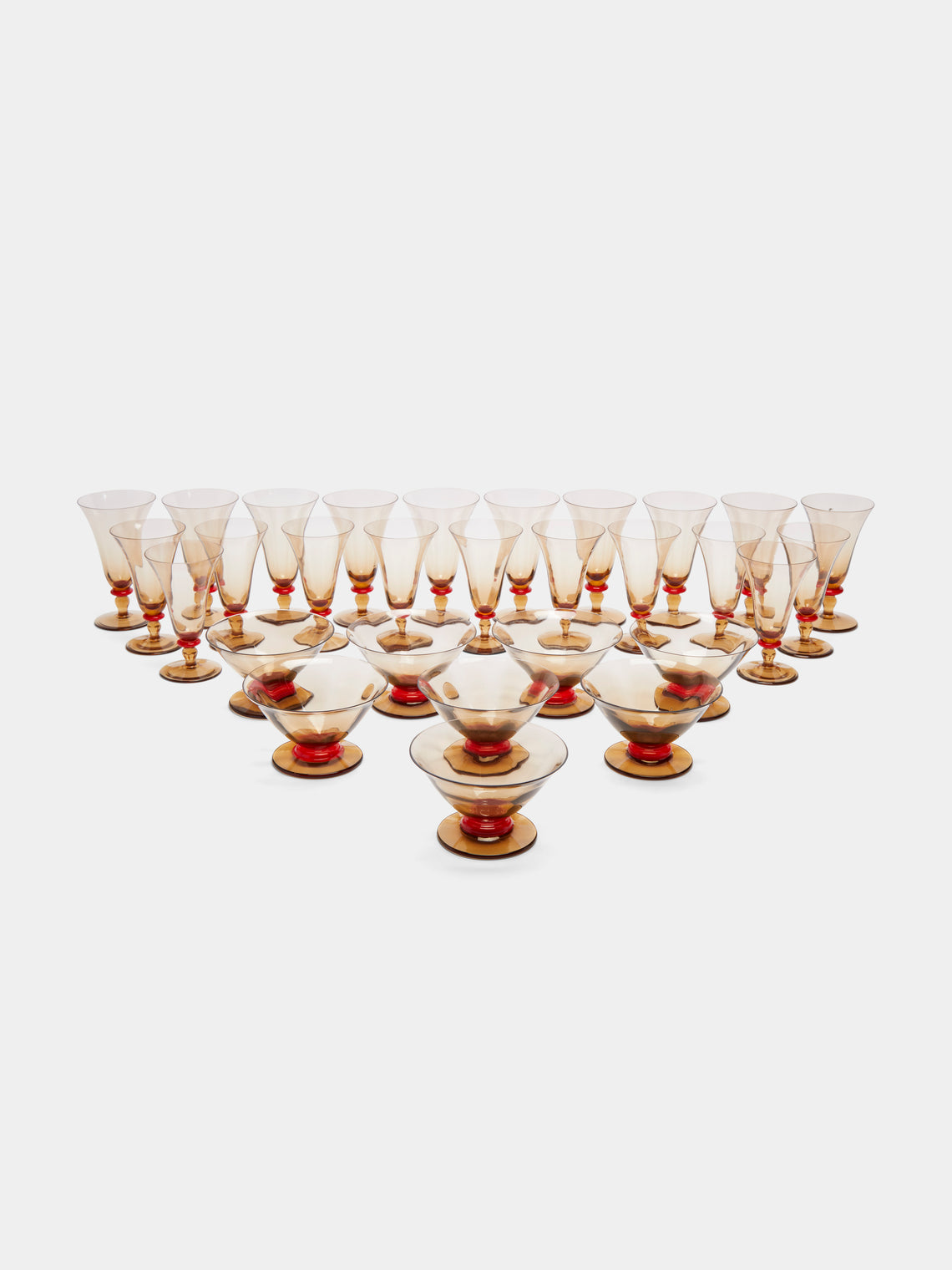 Antique and Vintage - 1930s Art Deco Smoked Glass (Set of 28) - Red - ABASK