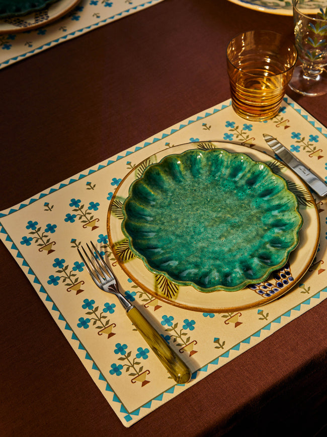 Malaika - Ottoman Vase Hand-Printed Cotton Placemats (Set of 4) -  - ABASK