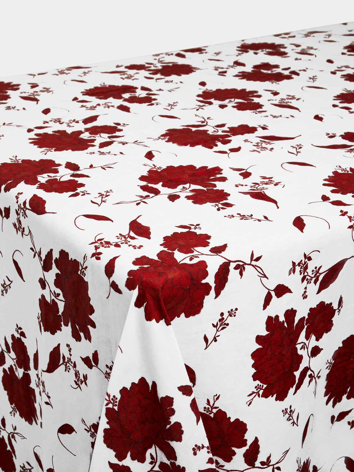 Emilia Wickstead - Linen Floral Rectangular Tablecloth - Red - ABASK
