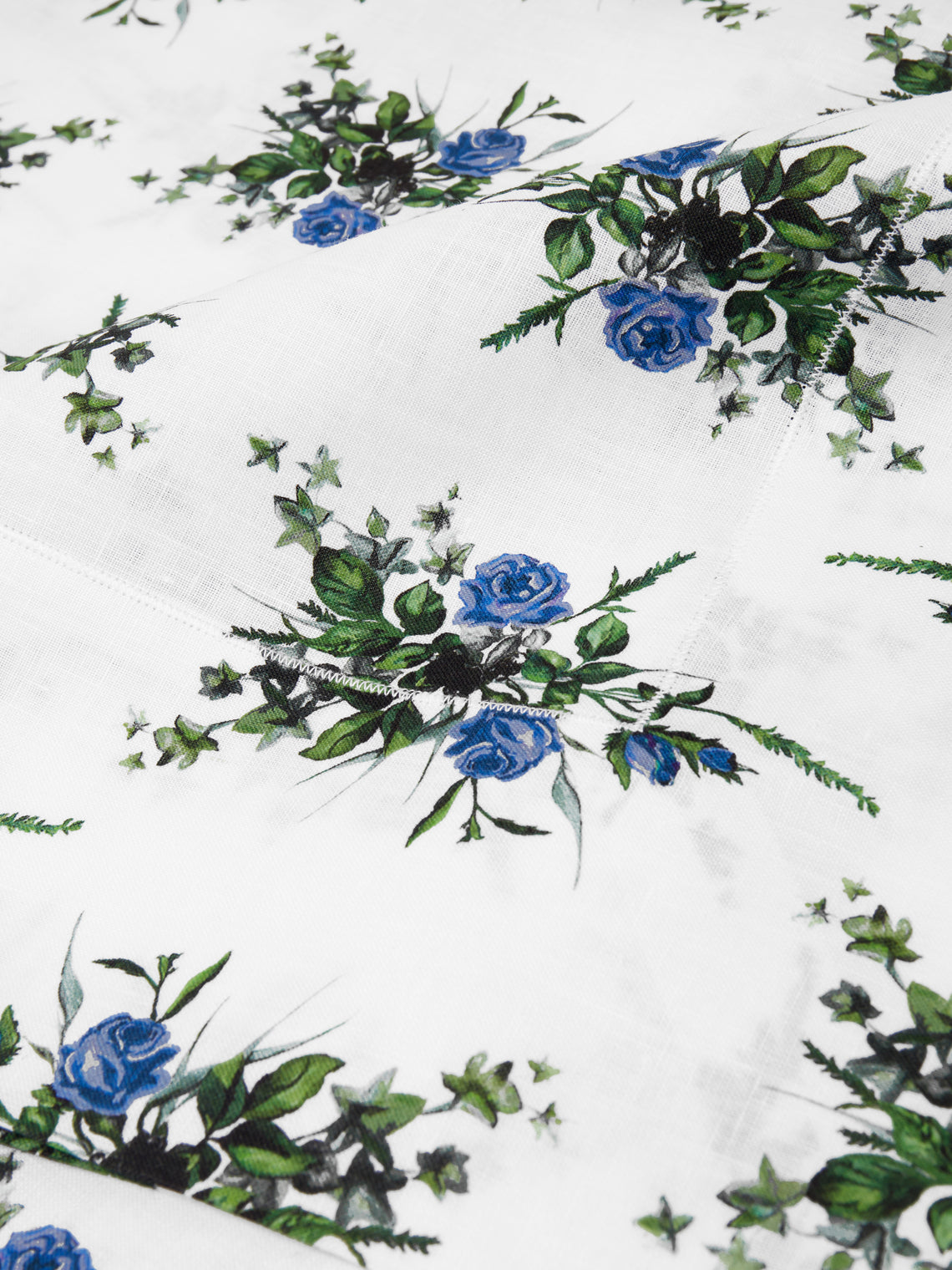 Emilia Wickstead - Linen Floral Rectangular Tablecloth - Light Blue - ABASK