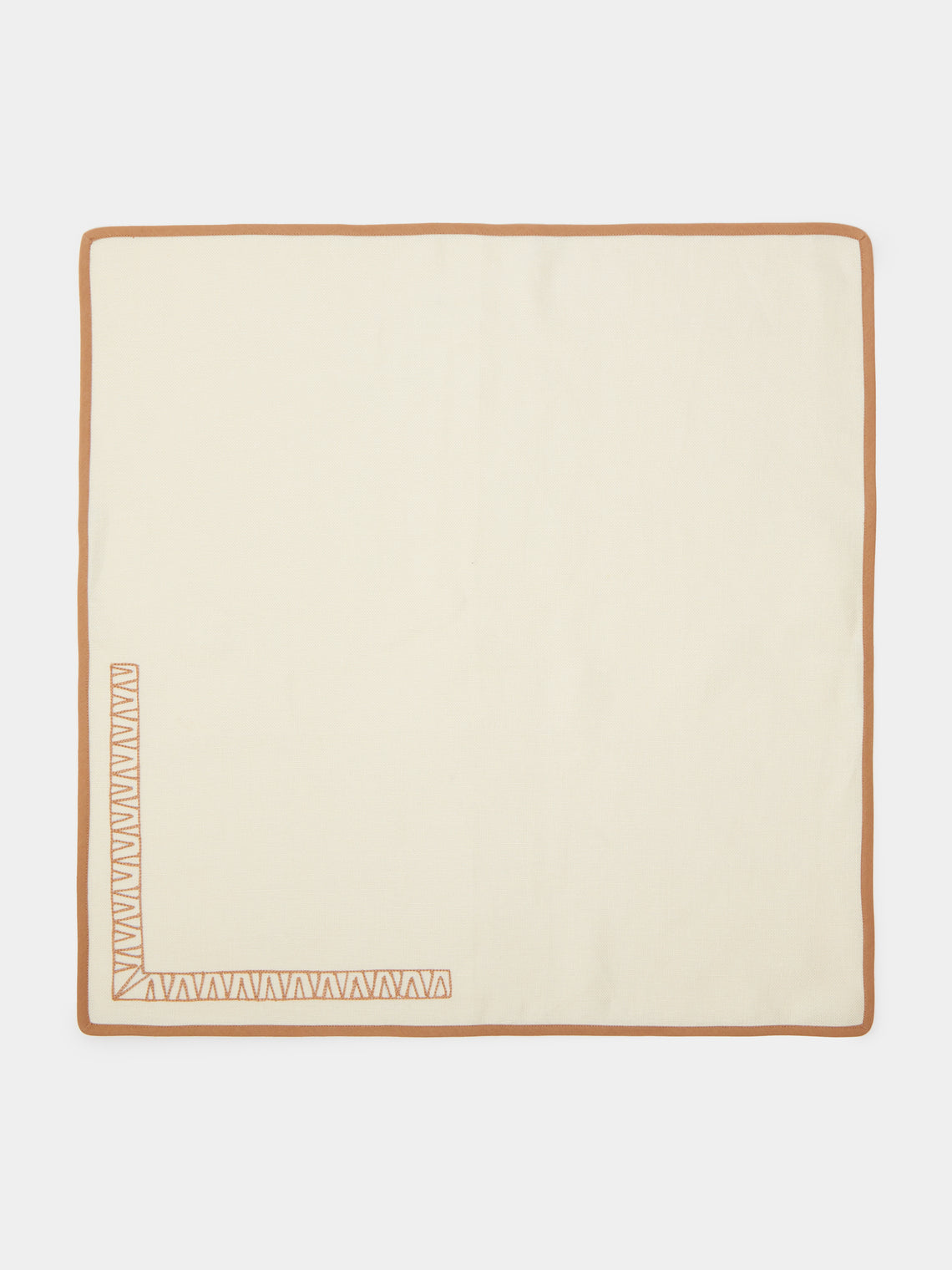 Loretta Caponi - Aztec Hand-Embroidered Linen Placemats and Napkins (Set of 2) - Beige - ABASK