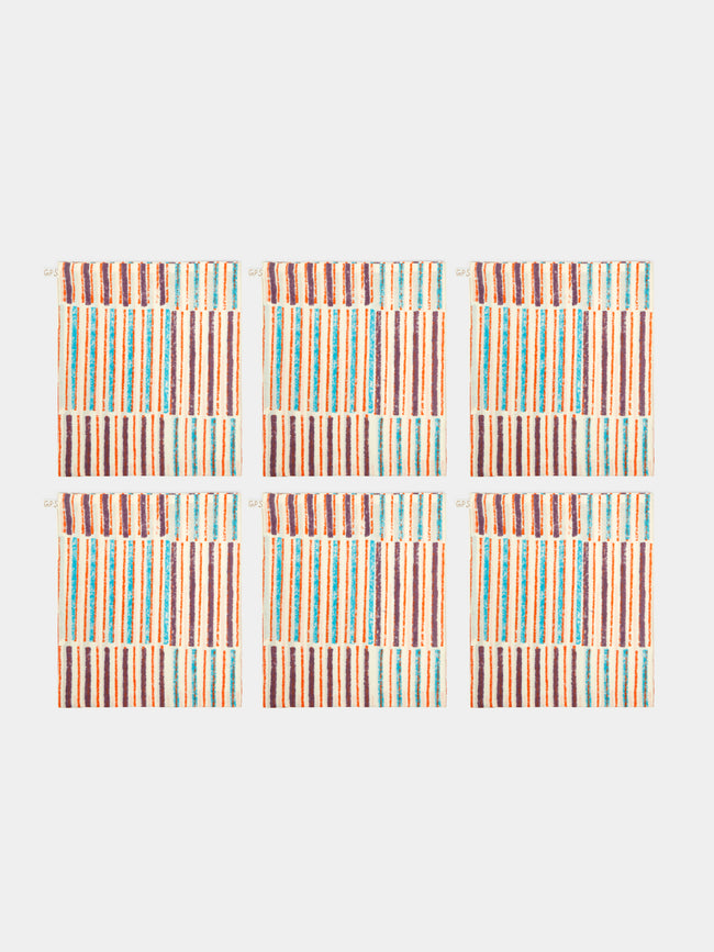 Gregory Parkinson - Sunset Stripe Block-Printed Cotton Napkins (Set of 6) -  - ABASK