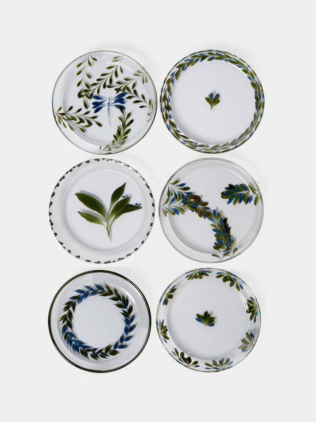 Los Vasos de Agua Clara - Hand-Painted Mixed Bread Plates (Set of 6) -  - ABASK