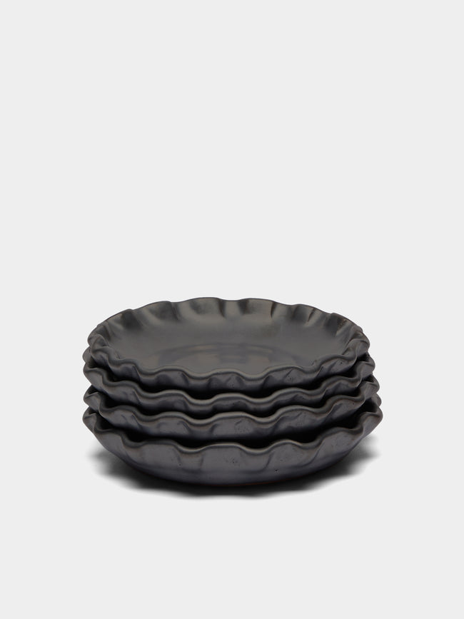Perla Valtierra - Hand-Glazed Ceramic Lipped Dessert Plates (Set of 4) -  - ABASK