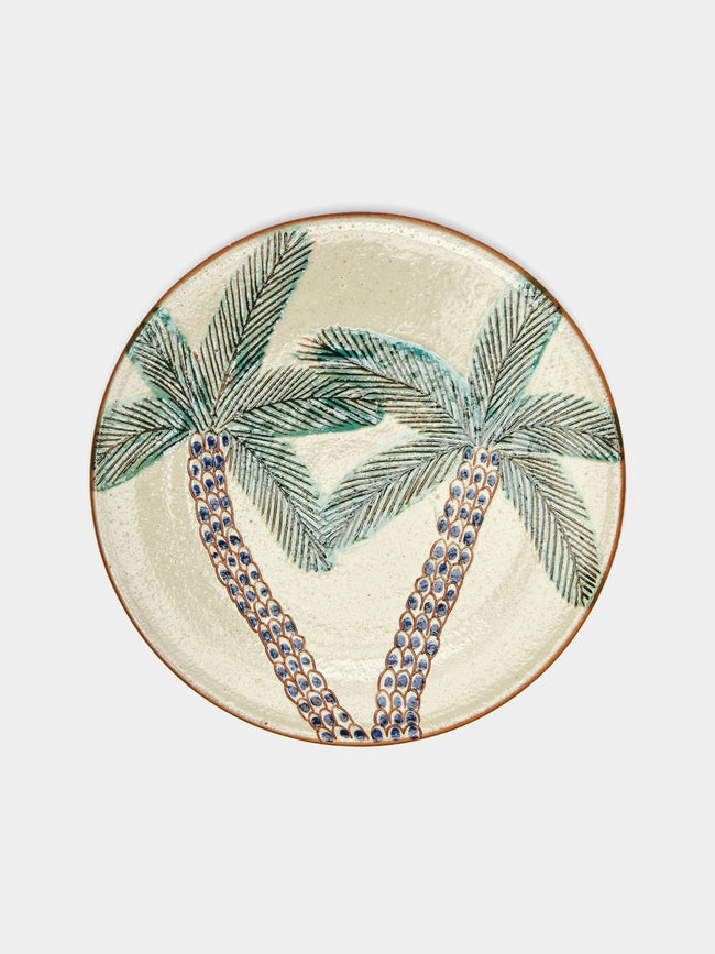 Malaika - Palm Hand-Painted Ceramic Dinner Plates (Set of 4) -  - ABASK - 