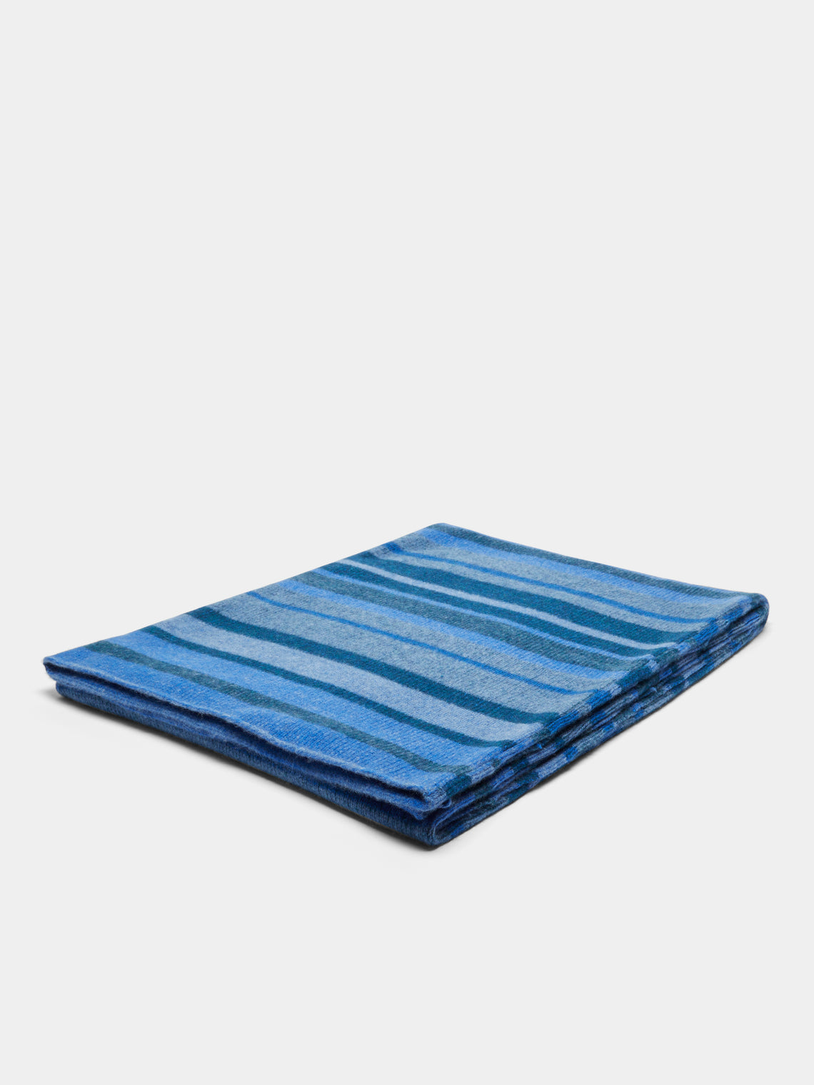 The Elder Statesman - Stripe Super Soft Cashmere Blanket - Blue - ABASK