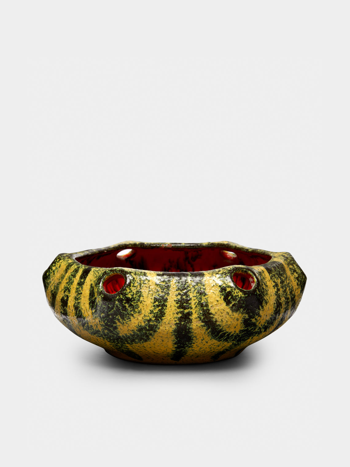 Antique and Vintage - 1950-1970 Fat Lava Ceramic Bowl - Red - ABASK - 