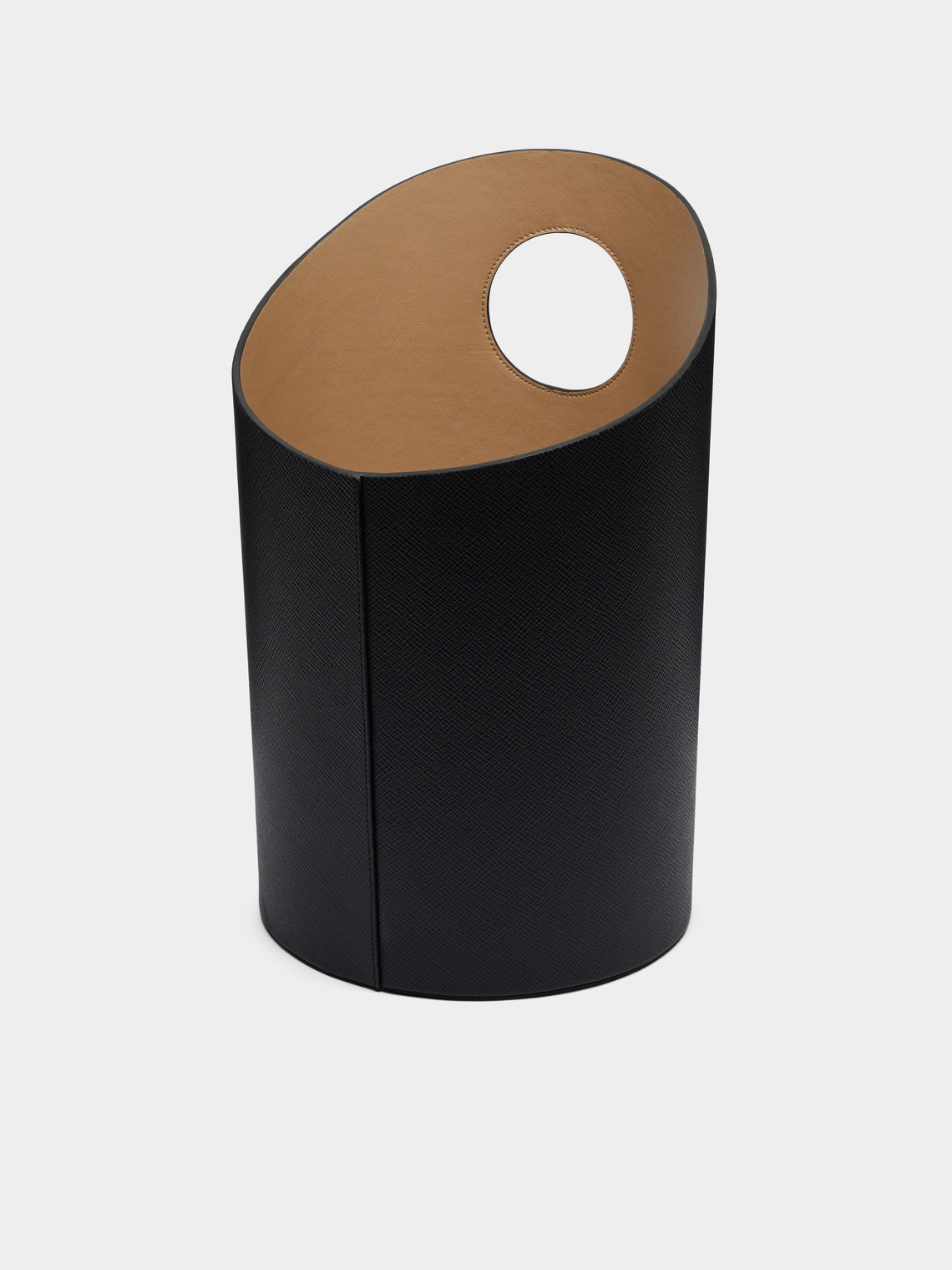 Smythson - Panama Leather Wastepaper Bin - Black - ABASK