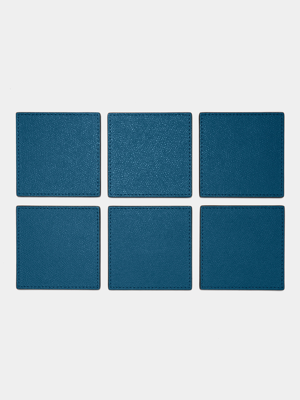 Giobagnara - Tao Leather Square Coasters (Set of 6) - Blue - ABASK