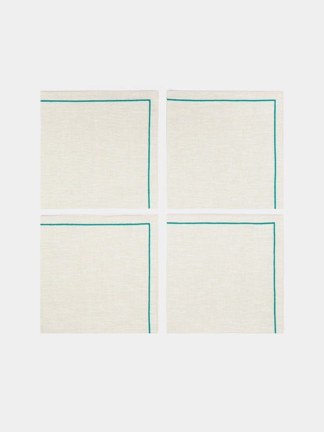 Los Encajeros - Vega Embroidered Linen Napkins (Set of 4) -  - ABASK