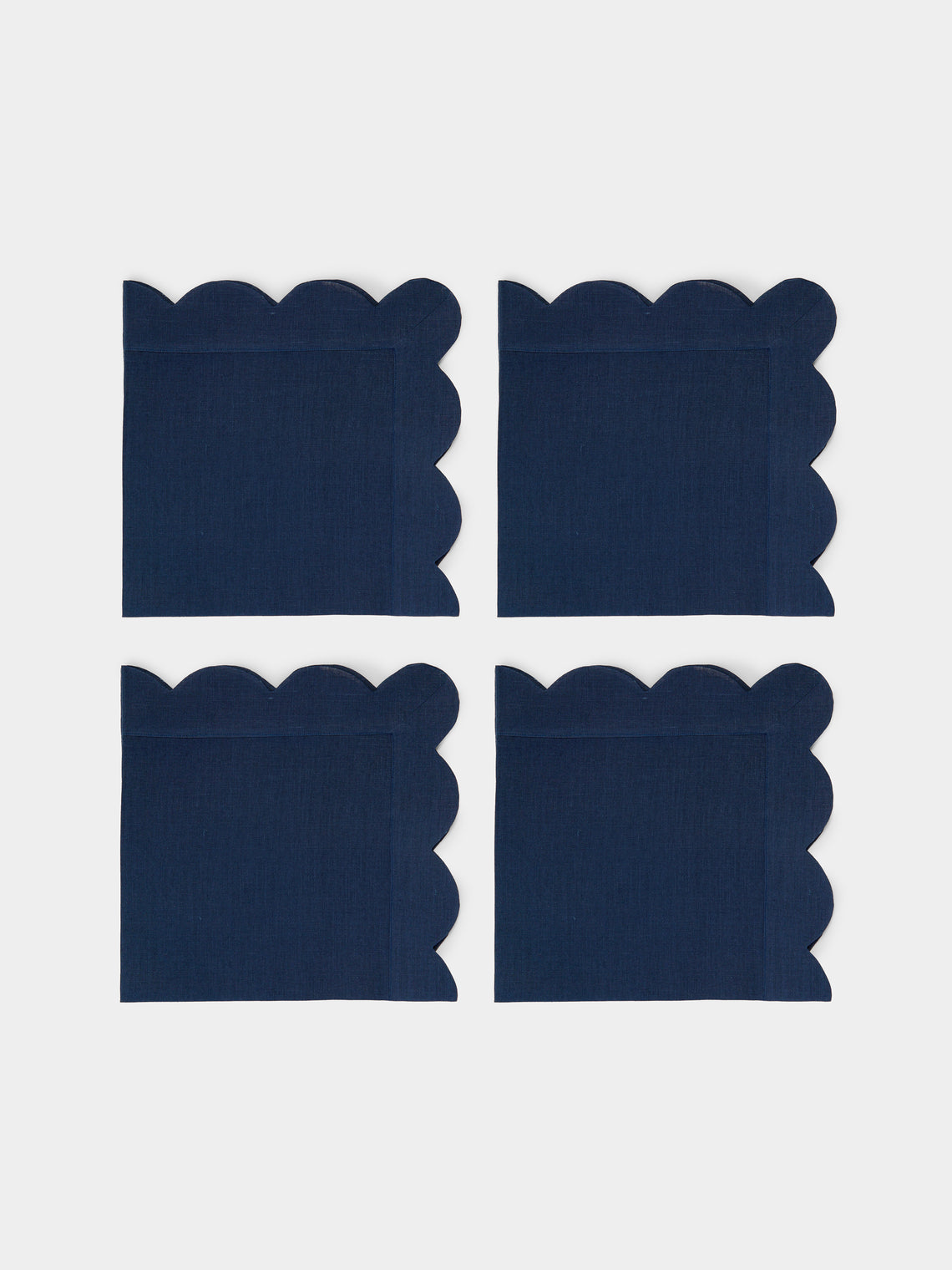 Angela Wickstead - Rapallo Scalloped Linen Napkins (Set of 4) - Blue - ABASK