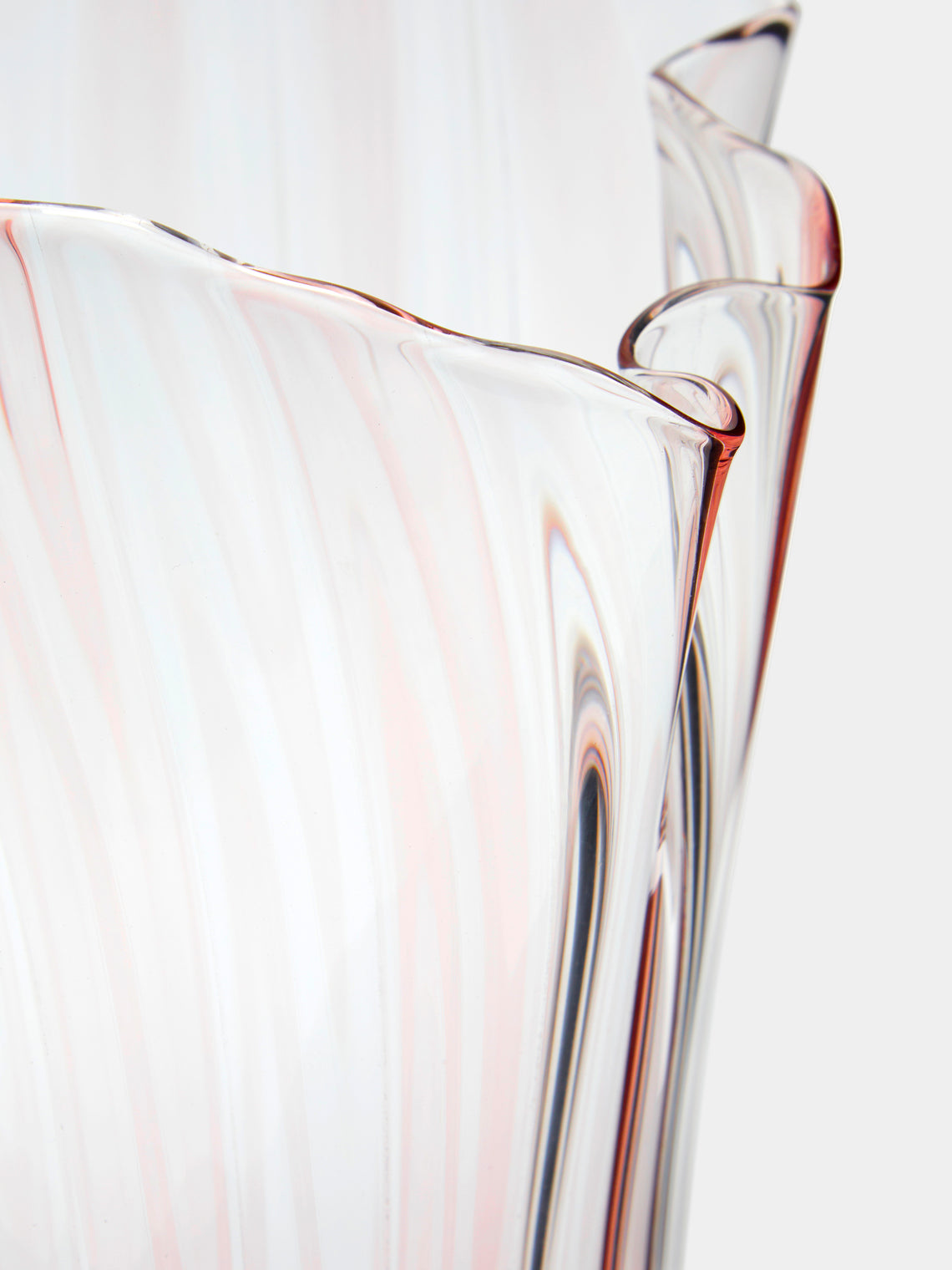 Venini - Fazzoletto a Canne Hand-Blown Murano Glass Medium Vase - Pink - ABASK